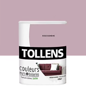 Peinture murs et boiseries Tollens rose bohème satin 0,75L