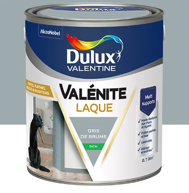 Laque Valénite Dulux Valentine Acrylique satin bleu gris de brume 2L