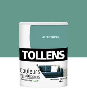 Peinture murs et boiseries Tollens vert expression satin 0,75L