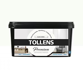 Peinture Tollens premium murs, boiseries et radiateurs blanc crème mat 2,5L