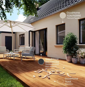 Peinture extérieure façade conditions extrêmes GoodHome ton pierre 10L
