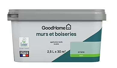 Peinture intérieure couleur Murs et boiseries GoodHome vert artane satin 2L5