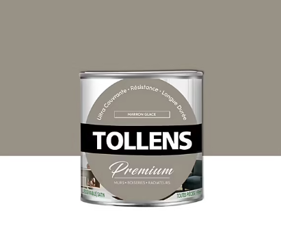 Peinture Tollens premium murs, boiseries et radiateurs marron glacé satin 0,75L
