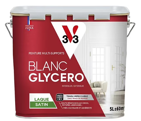 Laque glycéro multi-support V33 satin blanc 5L