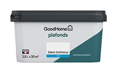 Peinture plafonds GoodHome blanc lumineux mat 2,5L
