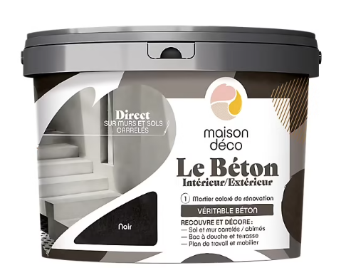 Enduit décoratif Le béton intérieur, extérieur Maison déco noir 5kg