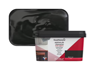 Peinture de rénovation GoodHome multi-supports brillant noir Liberty noir 2L