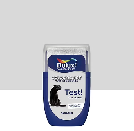 Testeur de peinture Color Resist murs et boiseries Dulux Valentine mat gris tendre 30ml