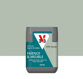 Testeur peinture de rénovation faïence et meuble de salle de bain V33 vert sauge satin 75ml