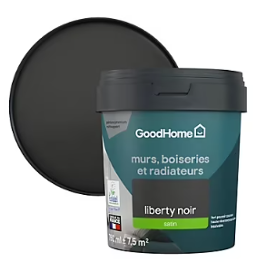 Peinture résistante murs, boiseries et métal GoodHome noir Liberty satin 0,75L