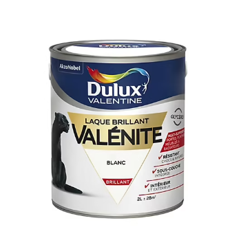 Peinture laque pour boiseries Valénite Dulux Valentine brillant blanc 2L