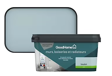 Peinture intérieure couleur murs, boiseries et radiateurs GoodHome Toulon satin bleu 2,5L