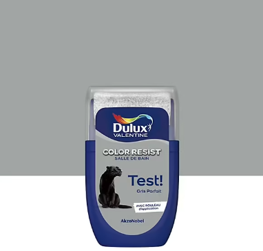 Testeur de peinture Color Resist salle de bains Dulux Valentine satin gris parfait 30ml
