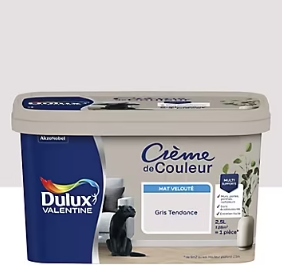 Peinture Crème De Couleur Dulux Valentine mat gris tendance 2,5L