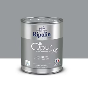Peinture intérieure multisupport Ripolin O'pur gris galet satin velouté 2L