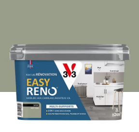 Peinture de rénovation multi-supports V33 Easy Reno vert kaki satin 2L
