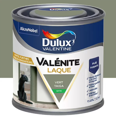 Laque acrylique Valénite Dulux Valentine vert taiga satin 0,125L