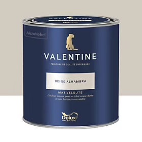 Peinture Valentine murs et boiseries Dulux Valentine beige alhambra velouté mat 0,5L