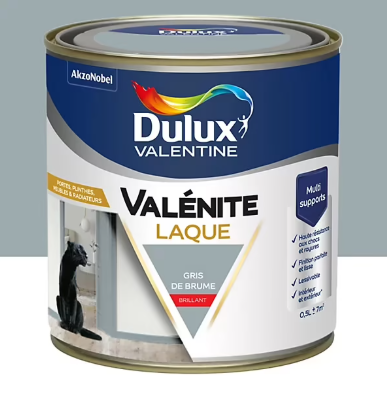 Laque Valénite Dulux Valentine Acrylique brillant bleu gris de brume 500ml