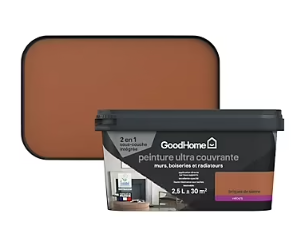 Peinture couleur 2 en 1 velours GoodHome briques sienne 2,5L
