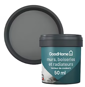Testeur peinture résistante murs, boiseries et métal GoodHome gris Hamilton mat 50ml
