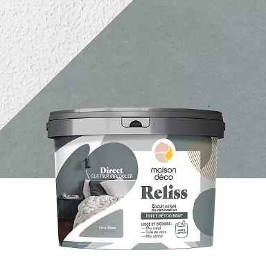 Enduit coloré de rénovation effet béton brut Maison Déco Reliss gris 15KG