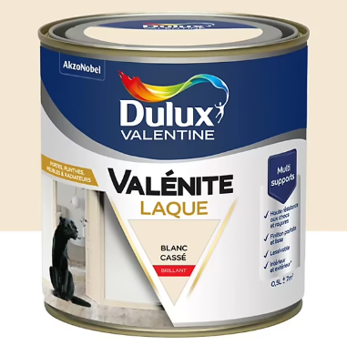 Laque Valénite Dulux Valentine Acrylique brillant blanc cassé 500ml