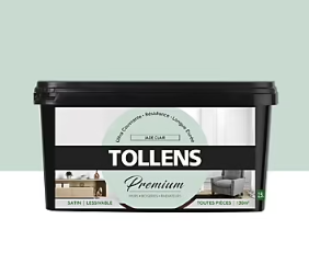 Peinture Tollens premium murs, boiseries et radiateurs jade clair satin 2,5L