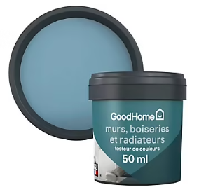 Testeur peinture résistante murs, boiseries et métal GoodHome bleu Monaco mat 50ml