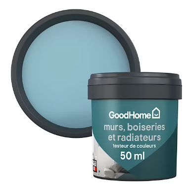 Testeur peinture intérieure couleur GoodHome satin fayence bleu 50ml