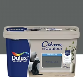 Peinture intérieure couleur Crème De Couleur Dulux Valentine mat gris pierre de lave 2.5L