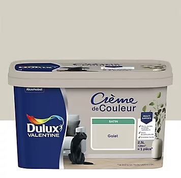 Peinture Crème De Couleur Dulux Valentine satin galet 2,5L