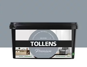 Peinture Tollens premium murs, boiseries et radiateurs gris moyen satin 2,5L