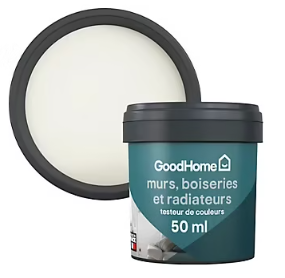 Testeur peinture résistante murs, boiseries et métal GoodHome blanc Ottawa mat 50ml