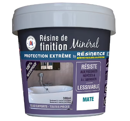 Résine de finition zone humide satin Résinence béton minéral 300ml