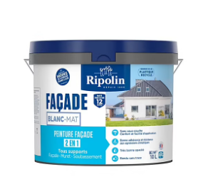 Peinture façade 2 en 1 Ripolin blanc mat 10L