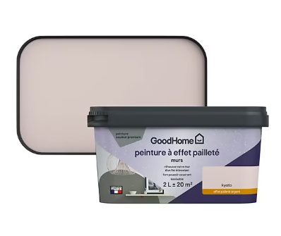 Peinture à effet pailleté GoodHome rose Kyoto 2L