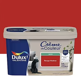 Peinture Crème De Couleur Dulux Valentine satin rouge madras 2,5L