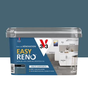 Peinture de rénovation multi-supports V33 Easy Reno bleu turquin satin 2L