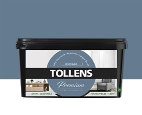Peinture Tollens premium murs, boiseries et radiateurs reflets bleus satin 2,5L