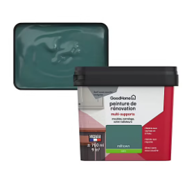 Peinture de rénovation GoodHome multi-supports satin vert Milltown 750ml