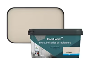 Peinture intérieure couleur murs, boiseries et radiateurs GoodHome mat chiapas beige 2.5L