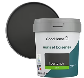 Peinture murs et boiseries GoodHome noir Liberty satin 0,75L