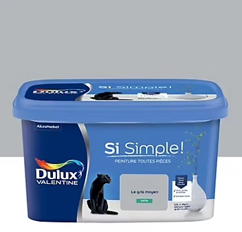 Peinture intérieure couleur Si Simple ! Dulux Valentine satin le gris moyen 2.5L