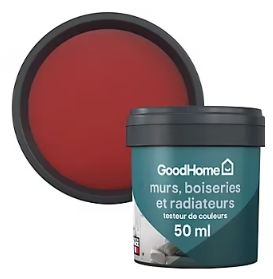 Testeur peinture intérieure couleur GoodHome satin chelsea rouge 50ml