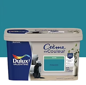 Peinture Crème De Couleur Dulux Valentine satin acapulco2,5L