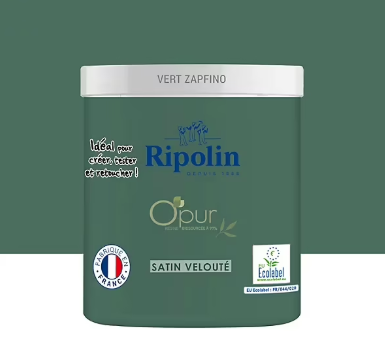Peinture intérieure multisupport Ripolin O'pur vert zapfino satin velouté 75ml