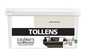 Peinture murs et boiseries Tollens beige élégance satin 2,5L