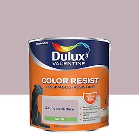 Peinture murs et boiseries Color Resist Dulux Valentine satin soupçon de rose 2,5L