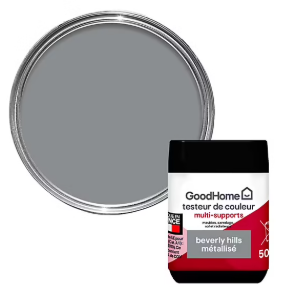 Peinture de rénovation GoodHome multi-supports brillant gris Beverly Hills 50ml